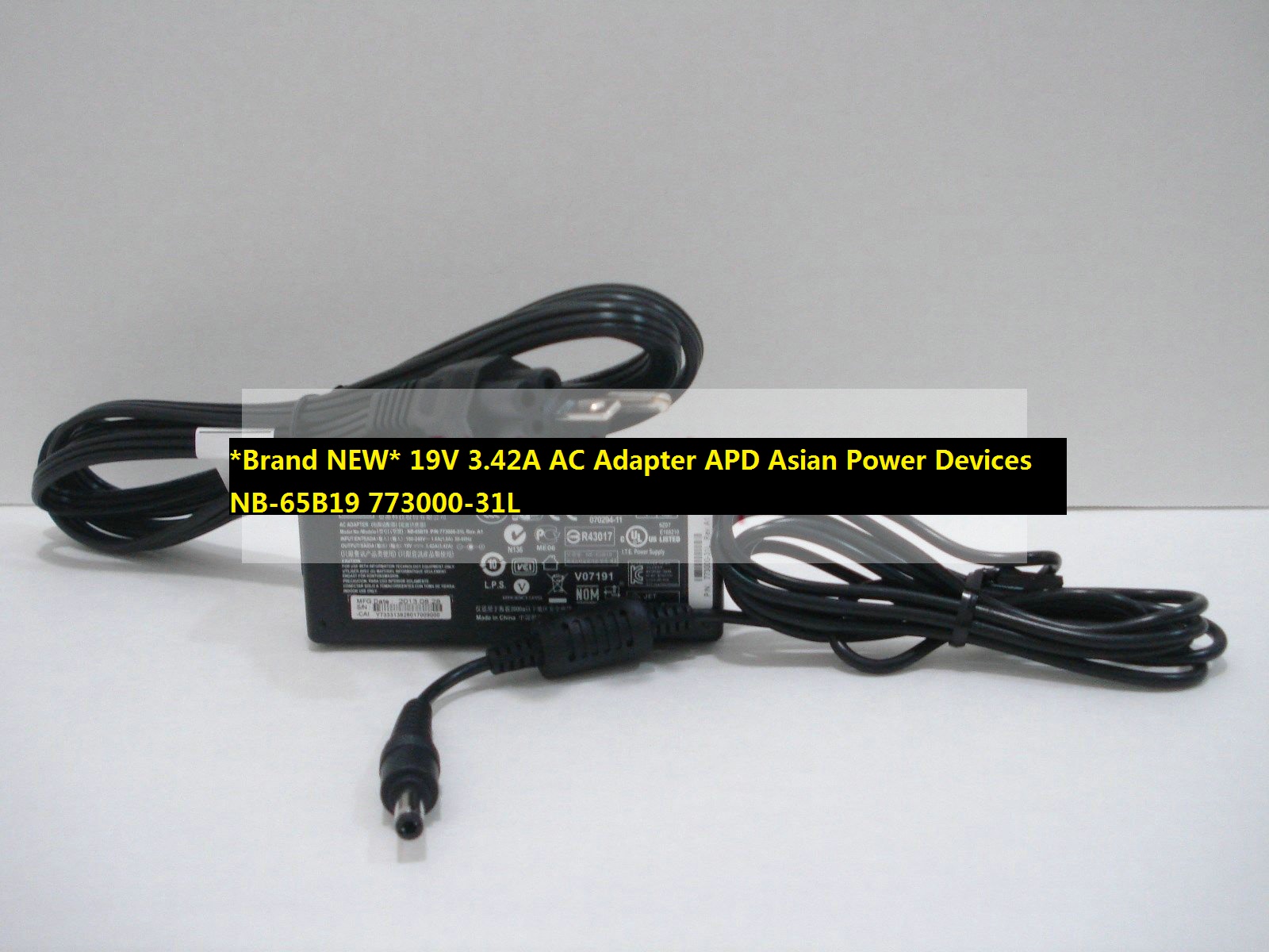 *Brand NEW* 19V 3.42A AC Adapter APD Asian Power Devices NB-65B19 773000-31L - Click Image to Close